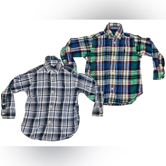 2 boys Ralph Lauren plaid button down shirts size 3T - Picture 1 of 8